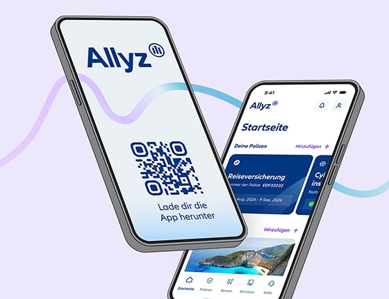 Mobiltelefon zeigt die Allyz App